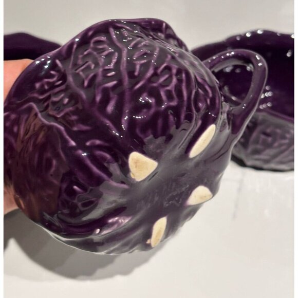 Set of 3 Purple Ceramic Vine & Leaves Cups by Faiancas Neto & Gomes Portugal - Picture 2 of 11